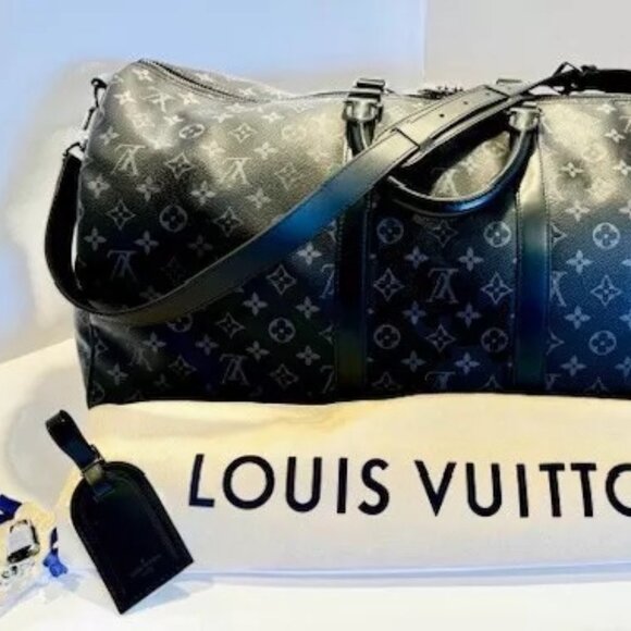 Louis Vuitton Keepall Bandouliere 55 Monogram Eclipse Duffle Bag - Picture 1 of 11